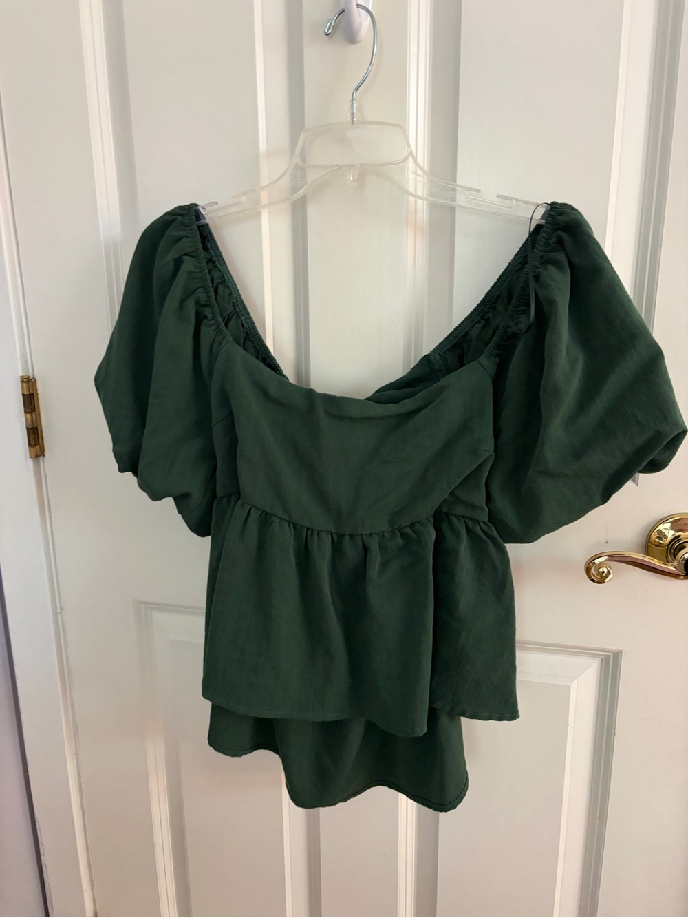 Women’s Babydoll Top with tie back- Dark Green